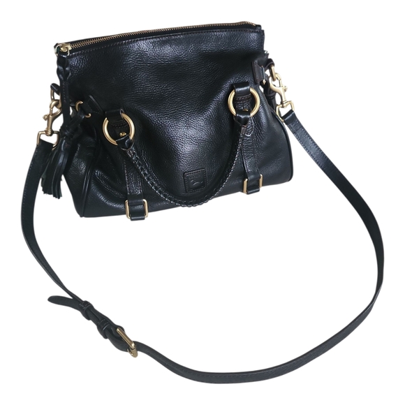 Dooney & Bourke Florentine Black Leather Satchel Crossbody Shoulder Bag - Picture 3 of 16